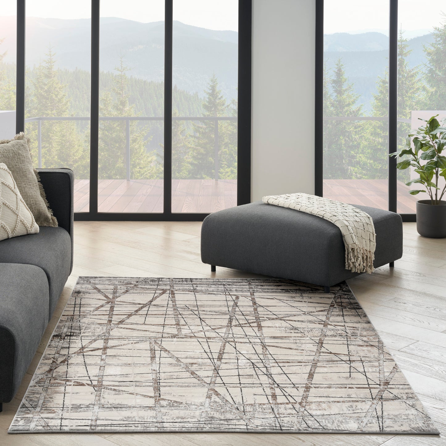 Nourison Desire 6' x 9' Grey Silver Modern Indoor Rug