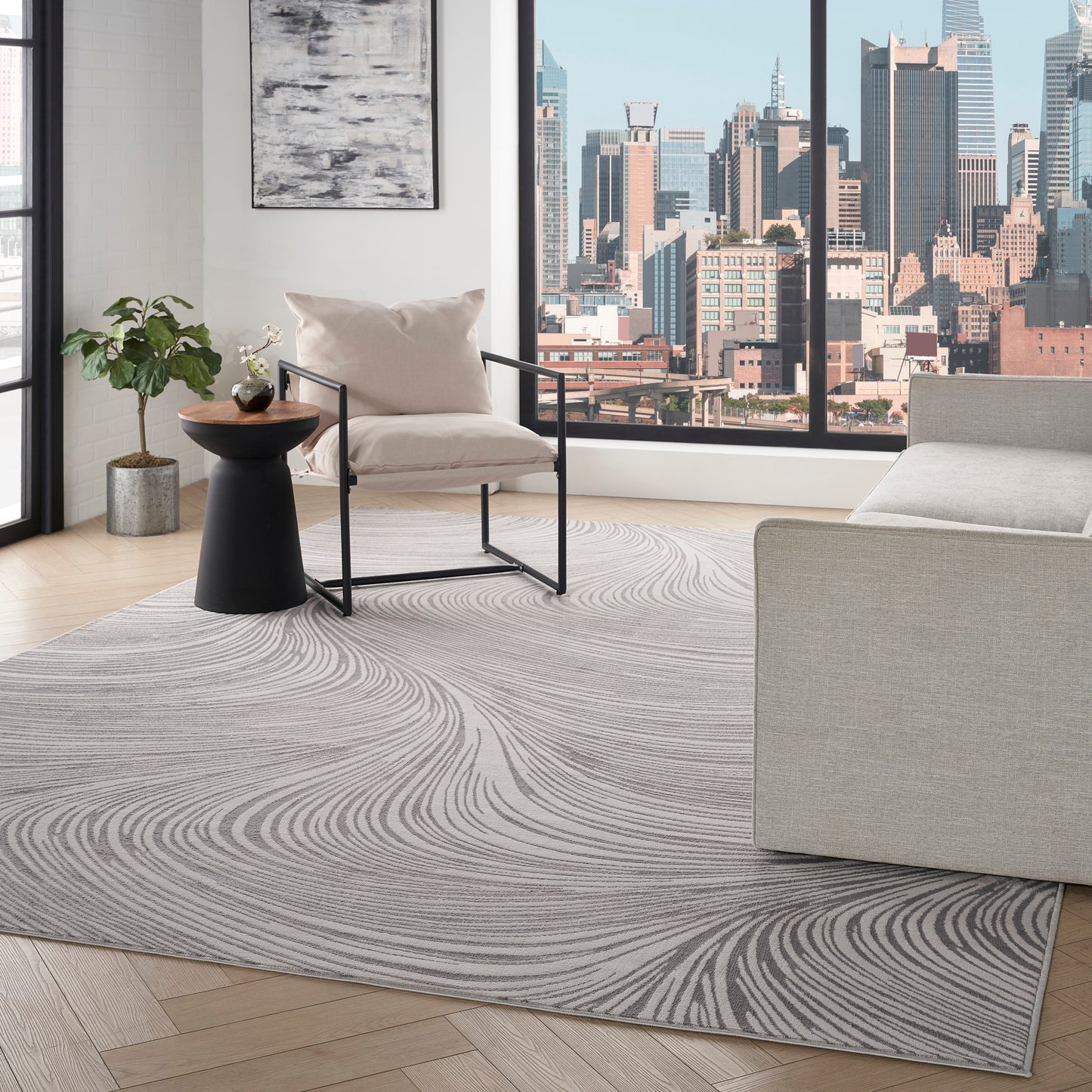 DKNY Central Park West 7'10" x 9'10" Grey Modern Indoor Rug