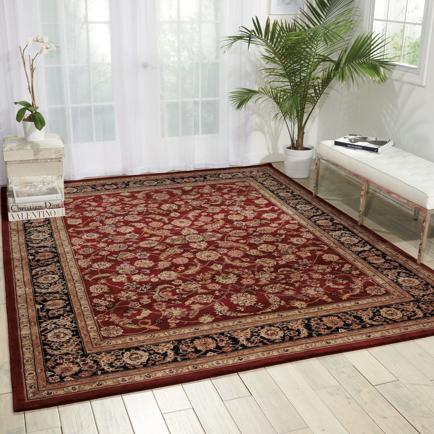 Nourison Nourison 2000 7'9" x 9'9" Burgundy Traditional Indoor Rug