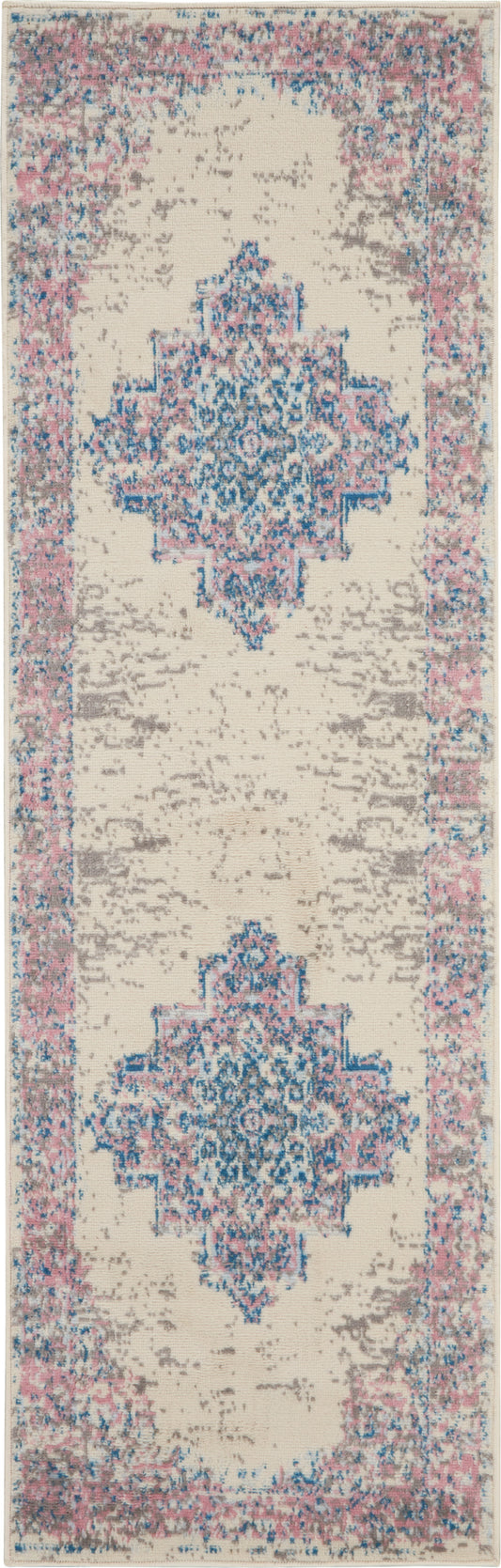 Nourison Grafix 2' x 6' Ivory Pink Vintage Indoor Rug