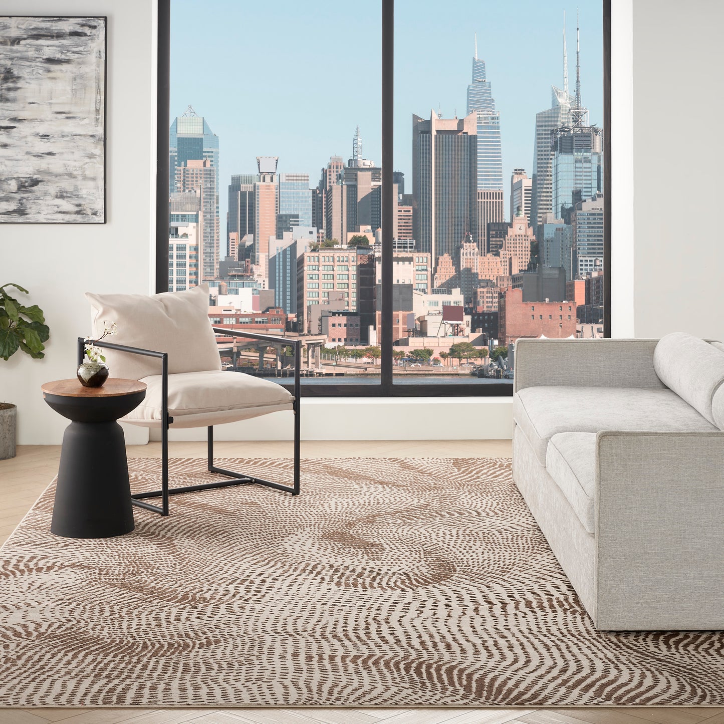 DKNY Central Park West 9' x 12' Beige Brown Modern Indoor Rug