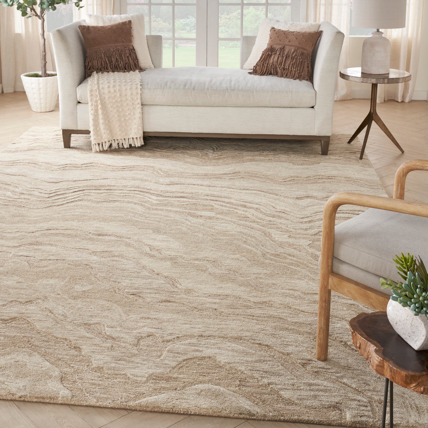 Nourison Graceful 7'9" x 9'9" Taupe Modern Indoor Rug