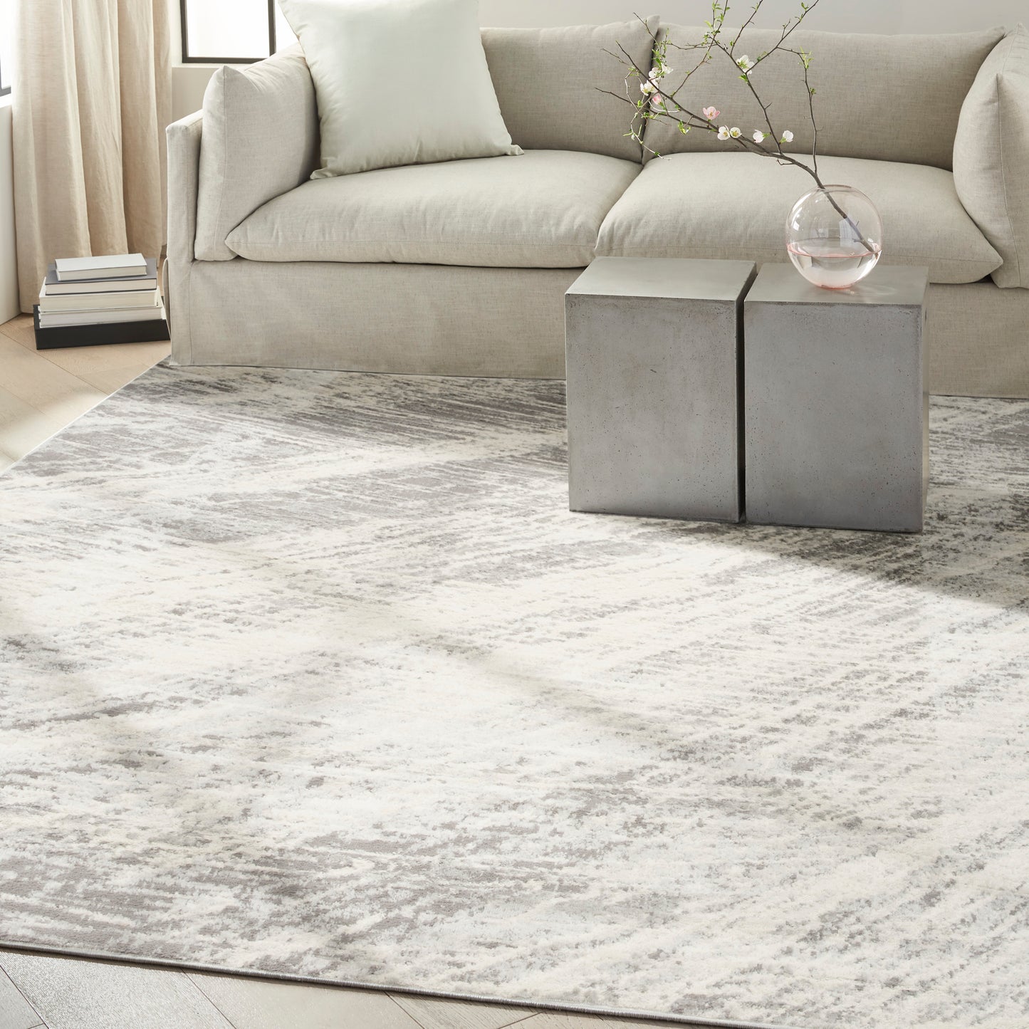 Calvin Klein CK011 Verdant 7'10" x 9'10" Ivory/Grey Modern Indoor Rug