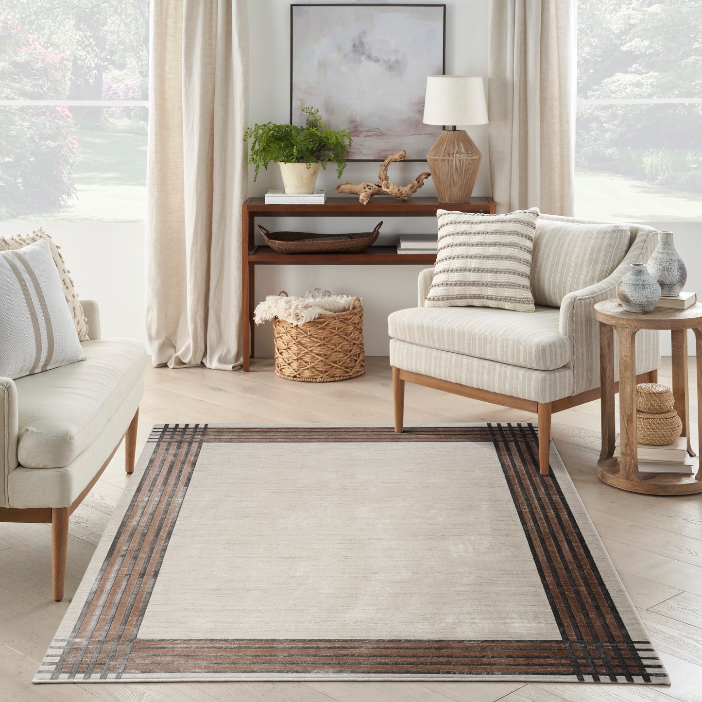 Nourison Desire 5'3" x 7'3" Ivory/Silver Modern Indoor Rug