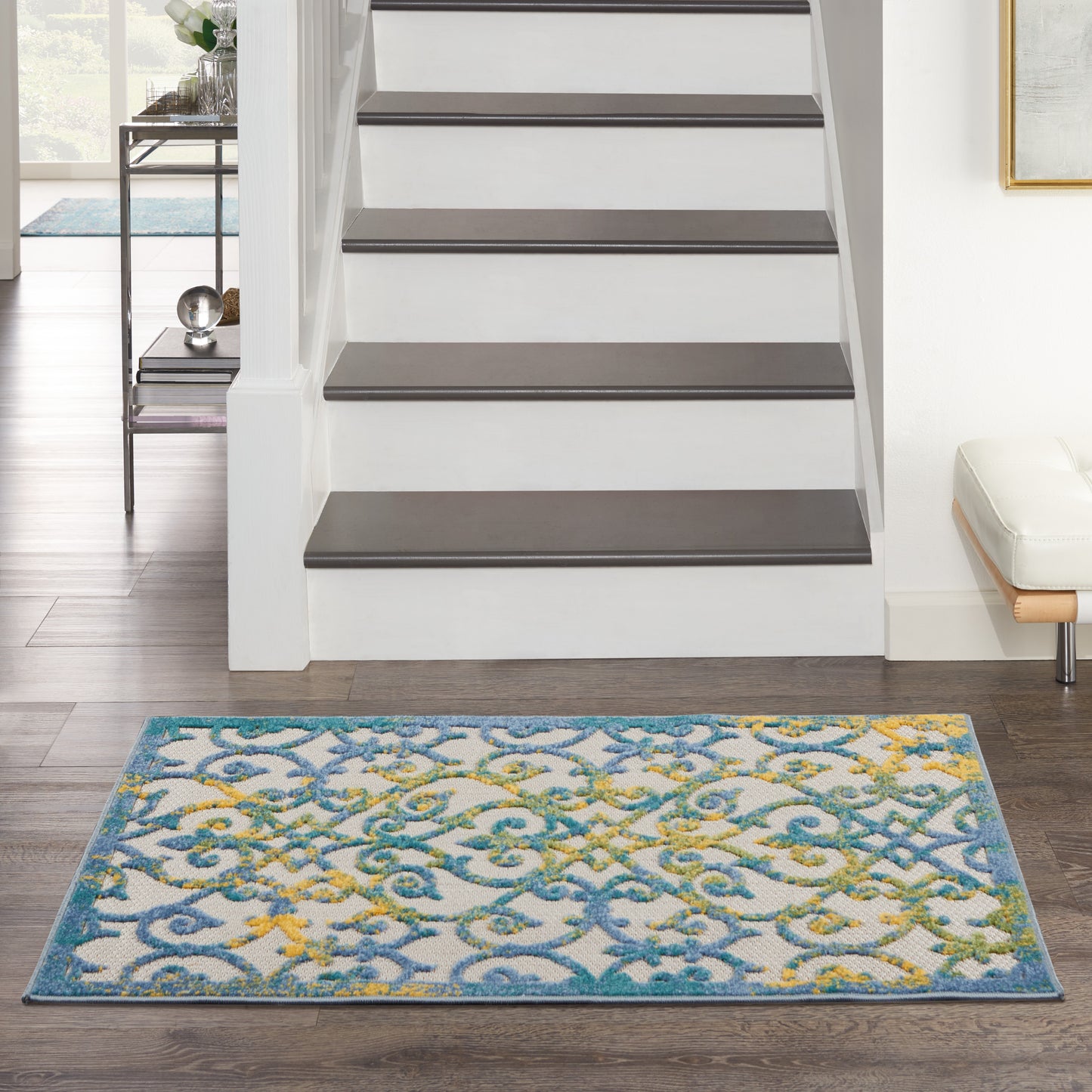 Nourison Aloha 2'8" x 4' Ivory Blue Contemporary Rug