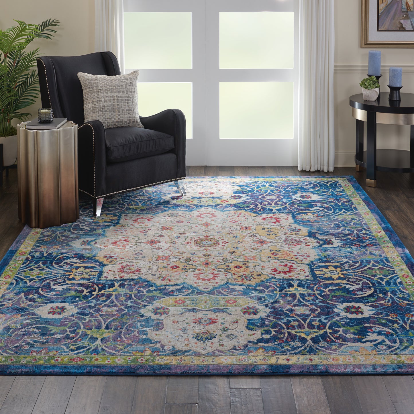 Nourison Ankara Global 7'10" x 9'10" Blue Vintage Indoor Rug