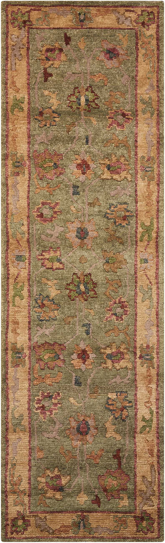 Nourison Tahoe 2'3" x 8' Green Traditional Indoor Rug