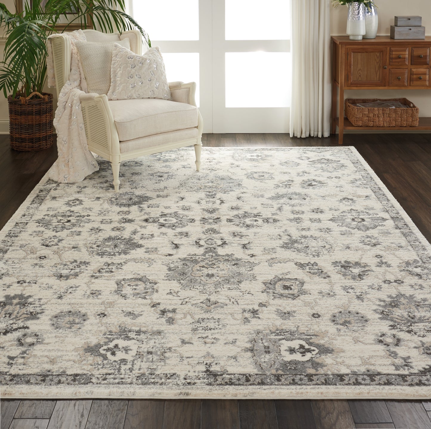 Nourison Fusion 9'6" x 13' Cream Grey Vintage Indoor Rug