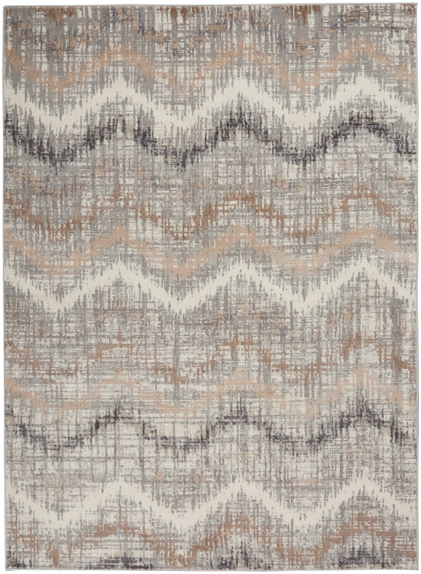 Nourison Elation 4' x 6' Grey Ivory Modern Indoor Rug