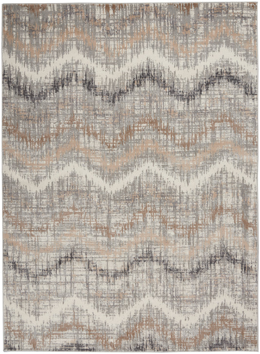 Nourison Elation 4' x 6' Grey Ivory Modern Indoor Rug