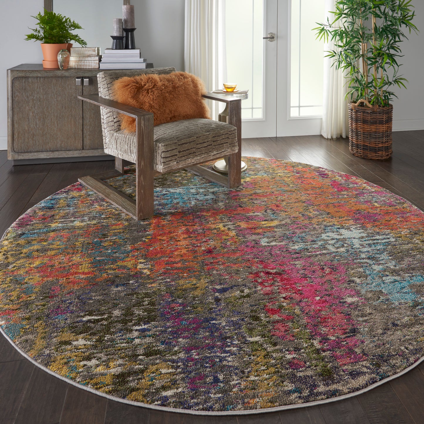 Nourison Celestial 7’10” x Round Sunset Modern & Contemporary Indoor Rug