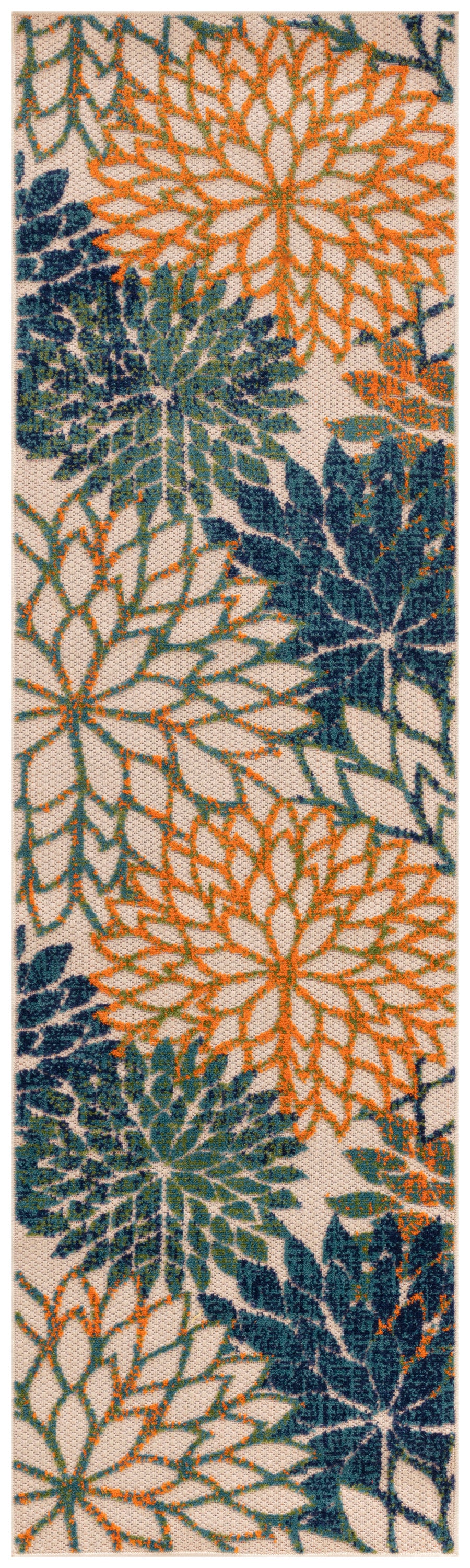 Nourison Aloha 2'3" x 8' Blue Green Tropical Rug