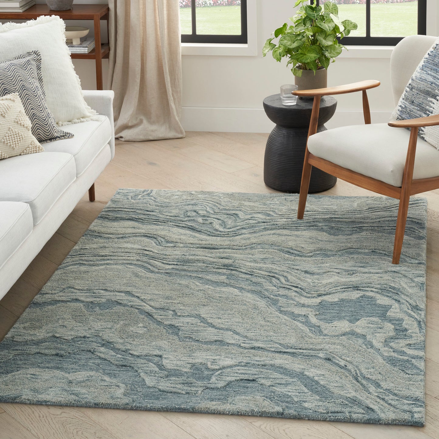 Nourison Graceful 3'9" x 5'9" Blue Modern Indoor Rug