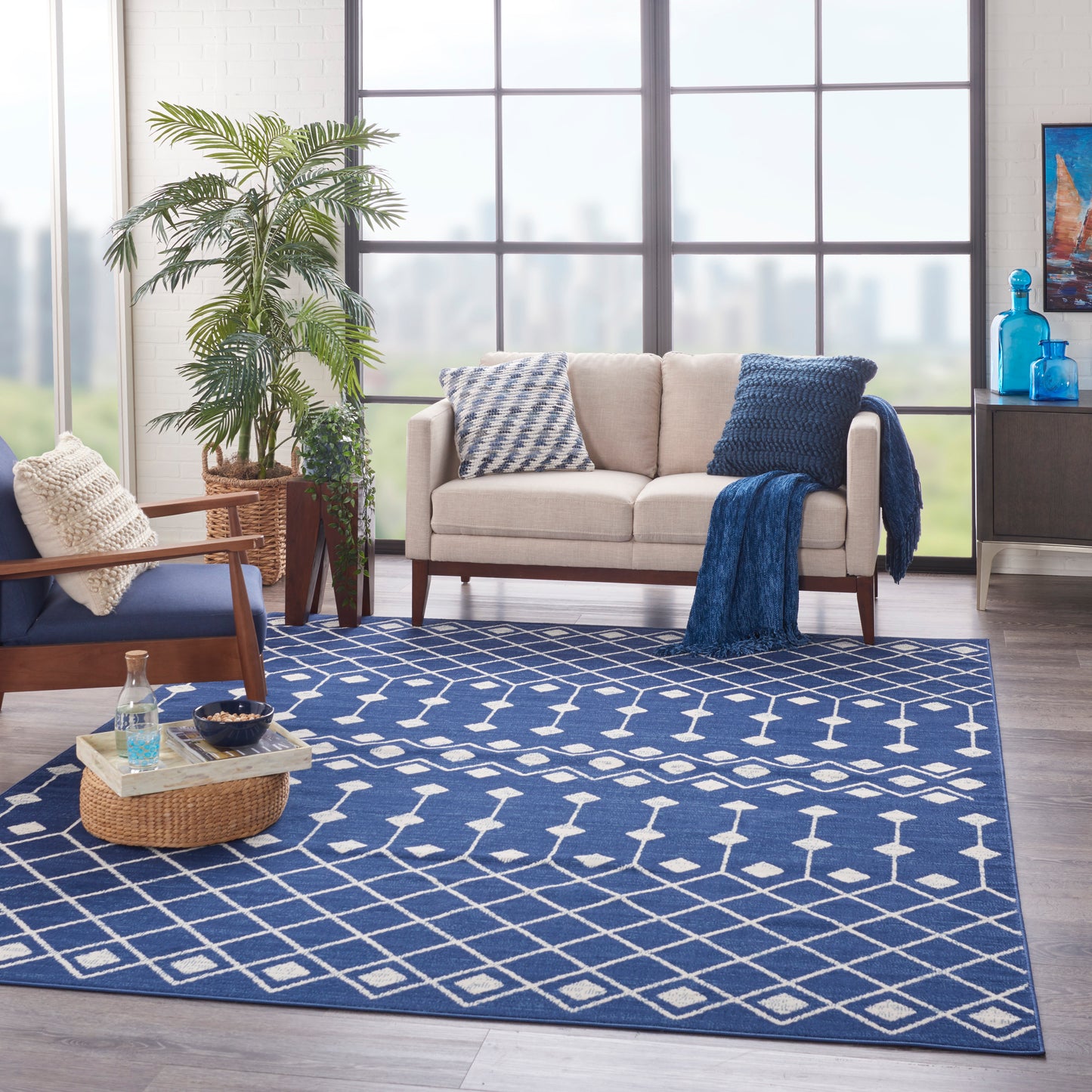 Nourison Grafix 8'6" x 12' Navy Bohemian Indoor Rug