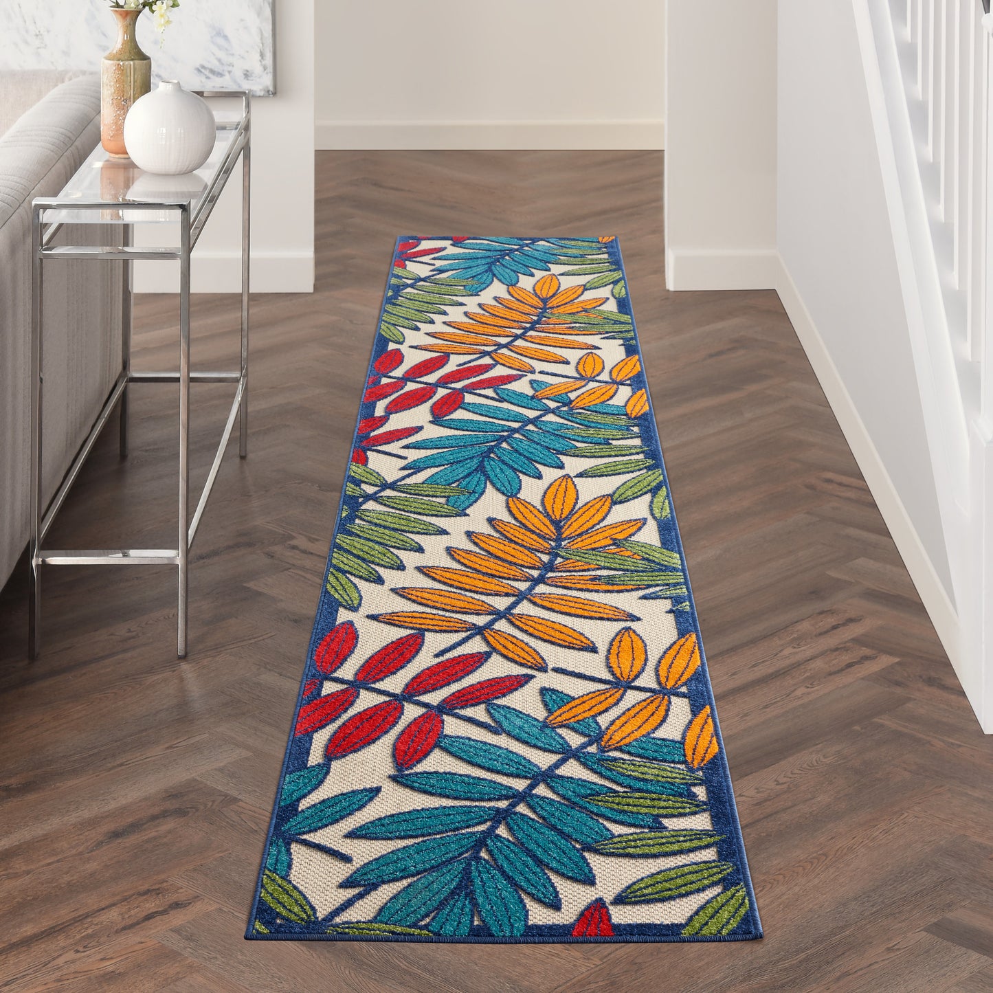 Nourison Aloha 2'3" x 12' Multicolor Tropical Rug