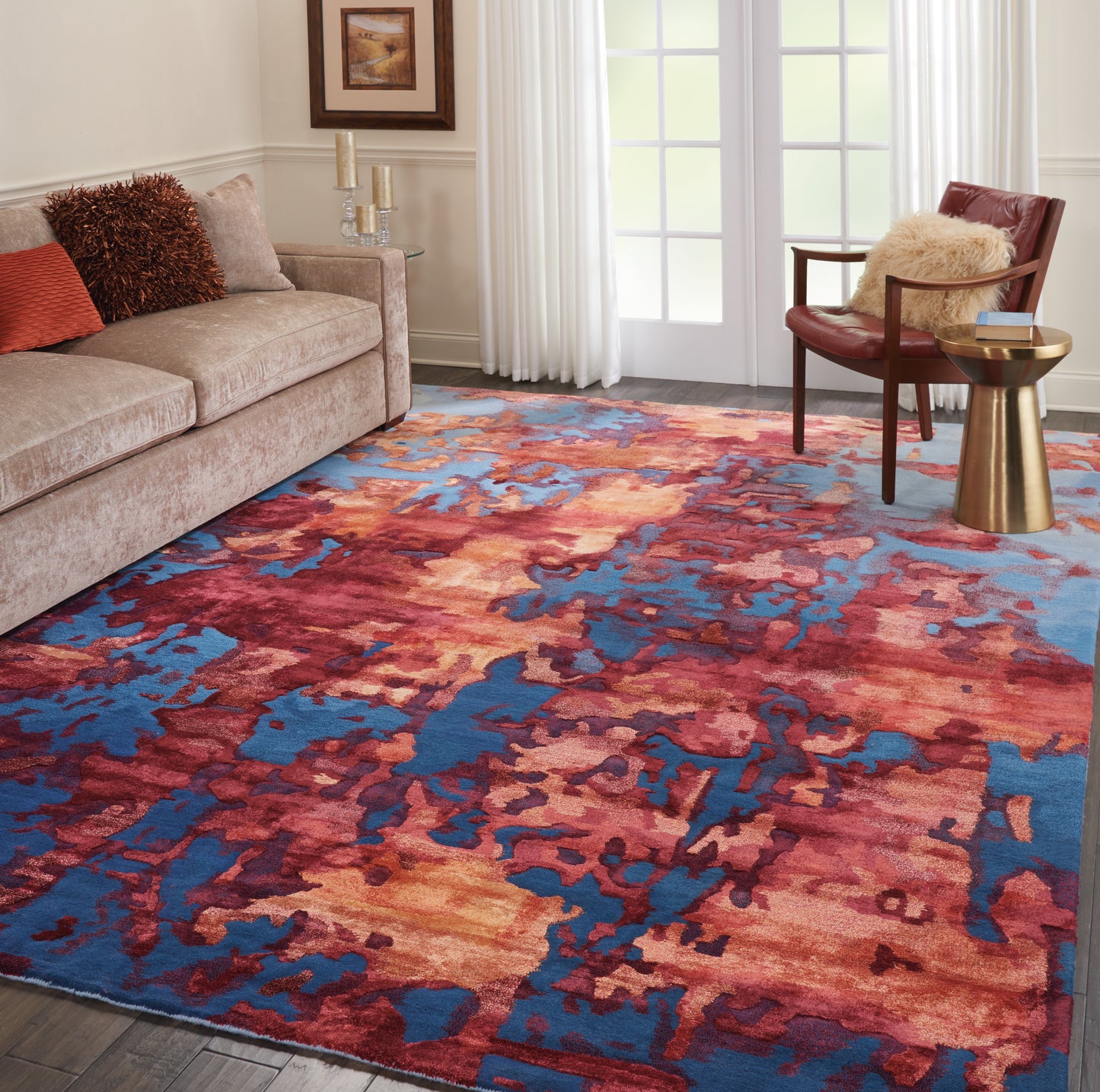 Nourison Prismatic 8'6" x 11'6" Blue/Flame Modern Indoor Rug