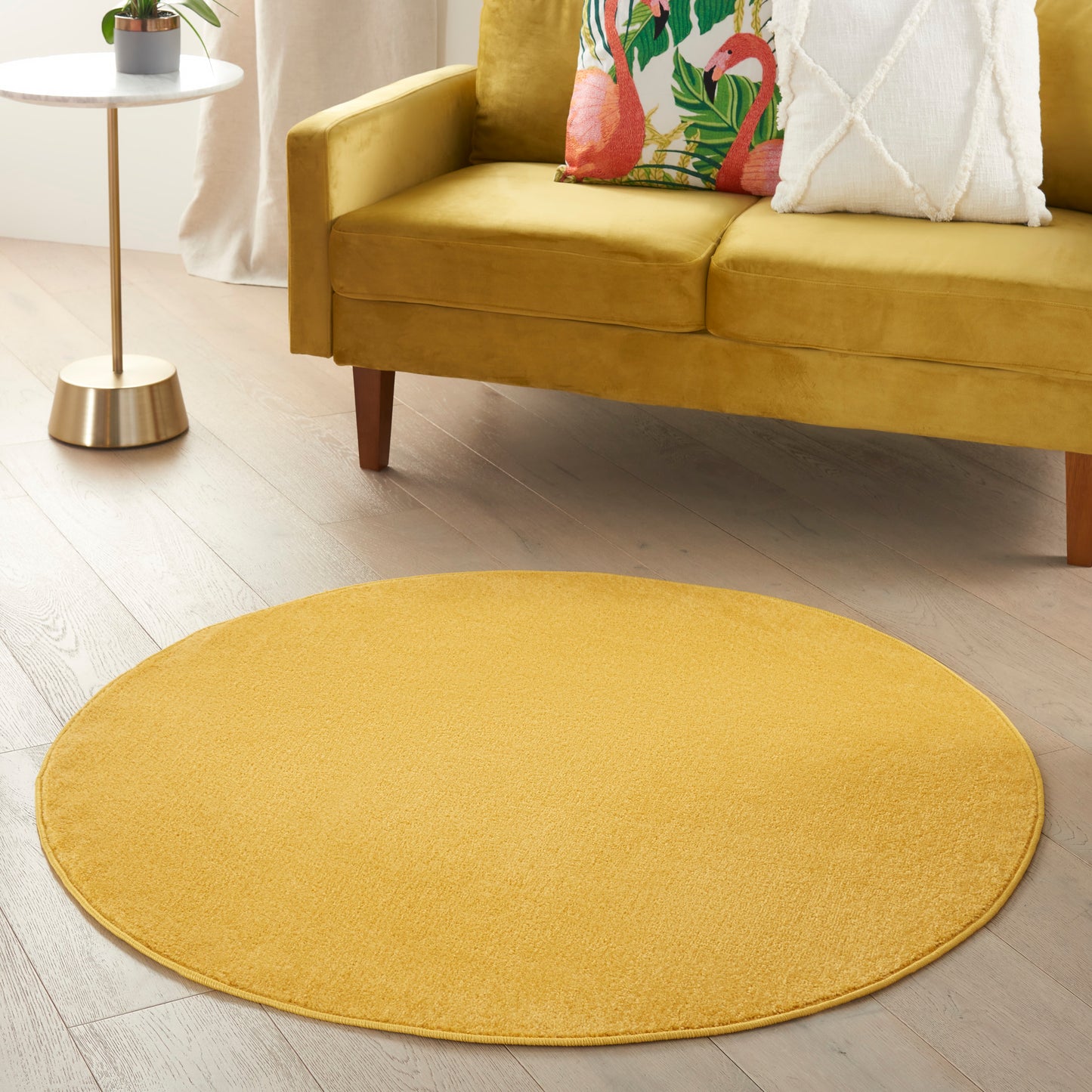 Nourison Nourison Essentials 4' x Round Yellow Outdoor Rug