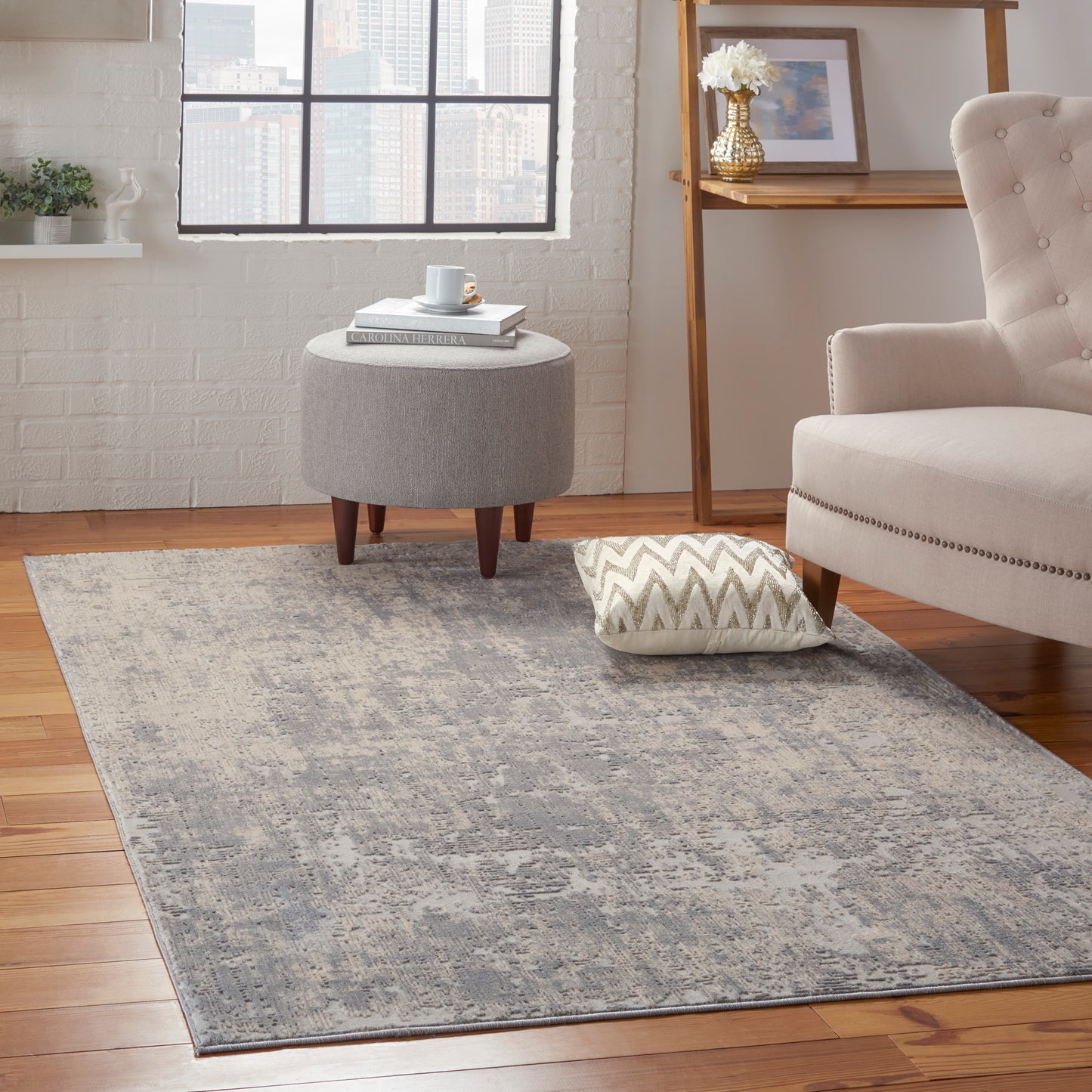 Nourison Rustic Textures 5'3" x 7'3" Ivory/Silver Modern Indoor Rug