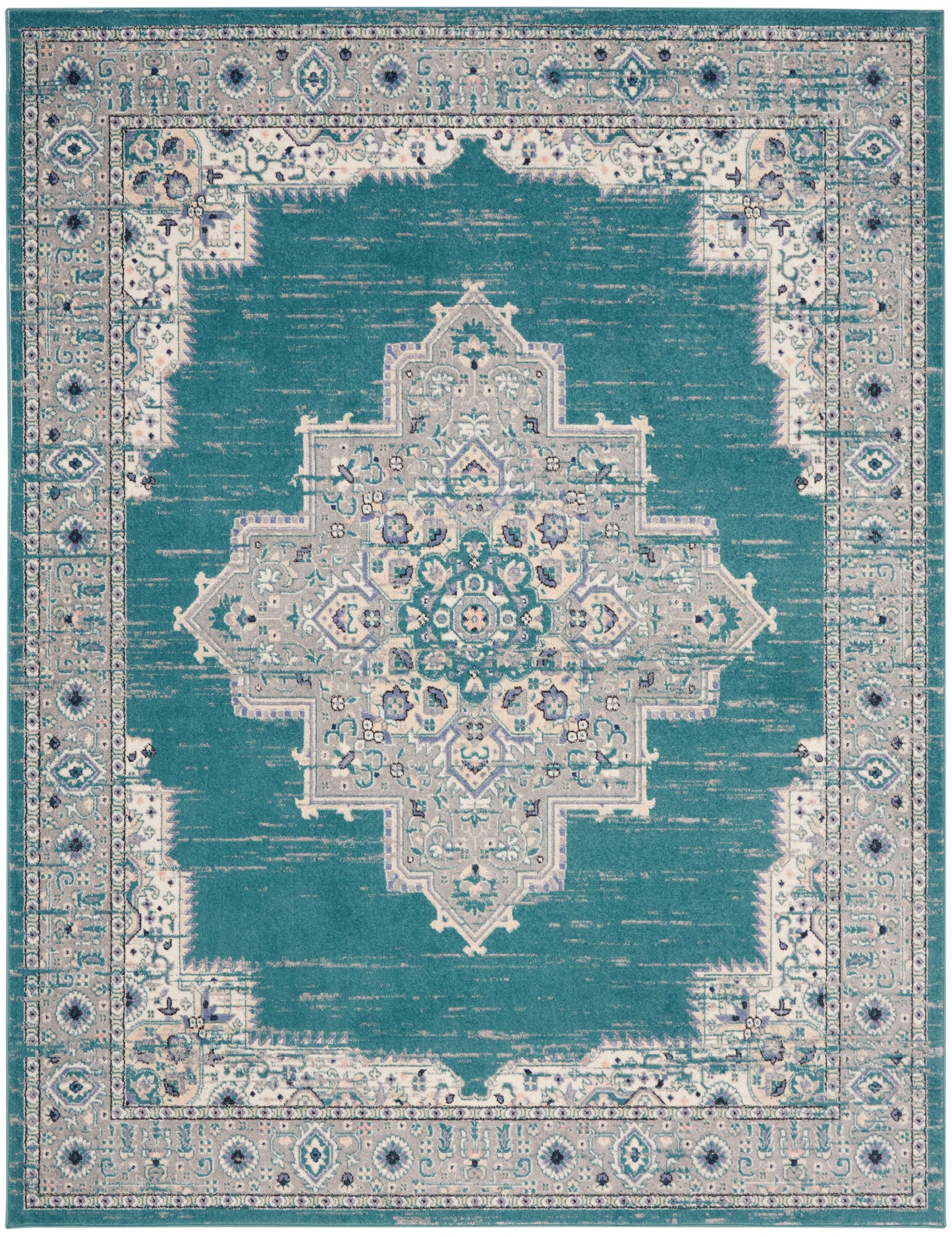 Nourison Passion 8' x 10' Turquoise Grey Bohemian Indoor Rug