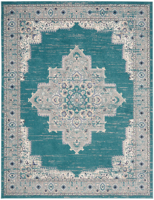 Nourison Passion 8' x 10' Turquoise Grey Bohemian Indoor Rug