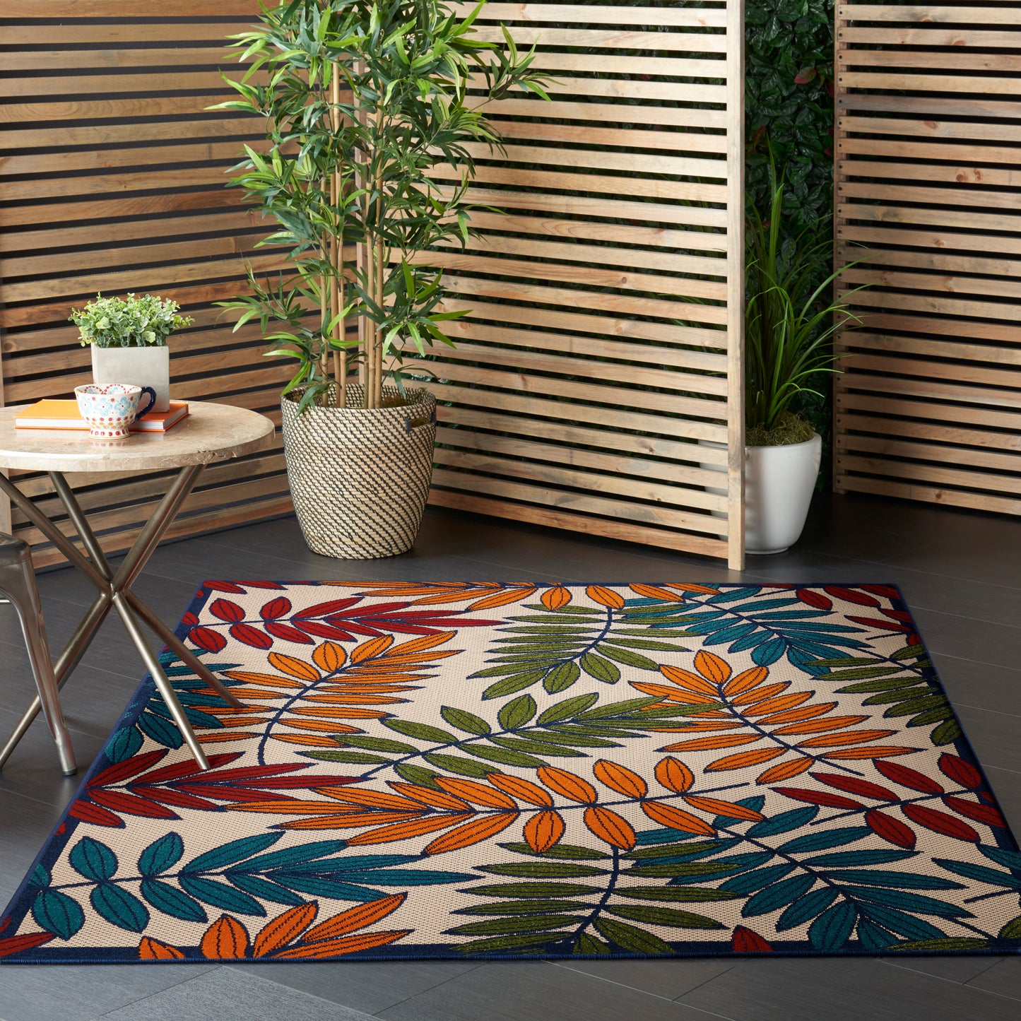 Nourison Aloha 5'3" x 7'5" Multicolor Tropical Rug