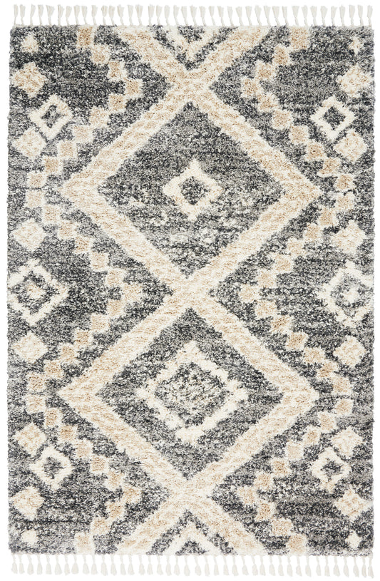 Nourison Oslo Shag 5'3" x 7'9" Grey/Ivory Shag Indoor Rug