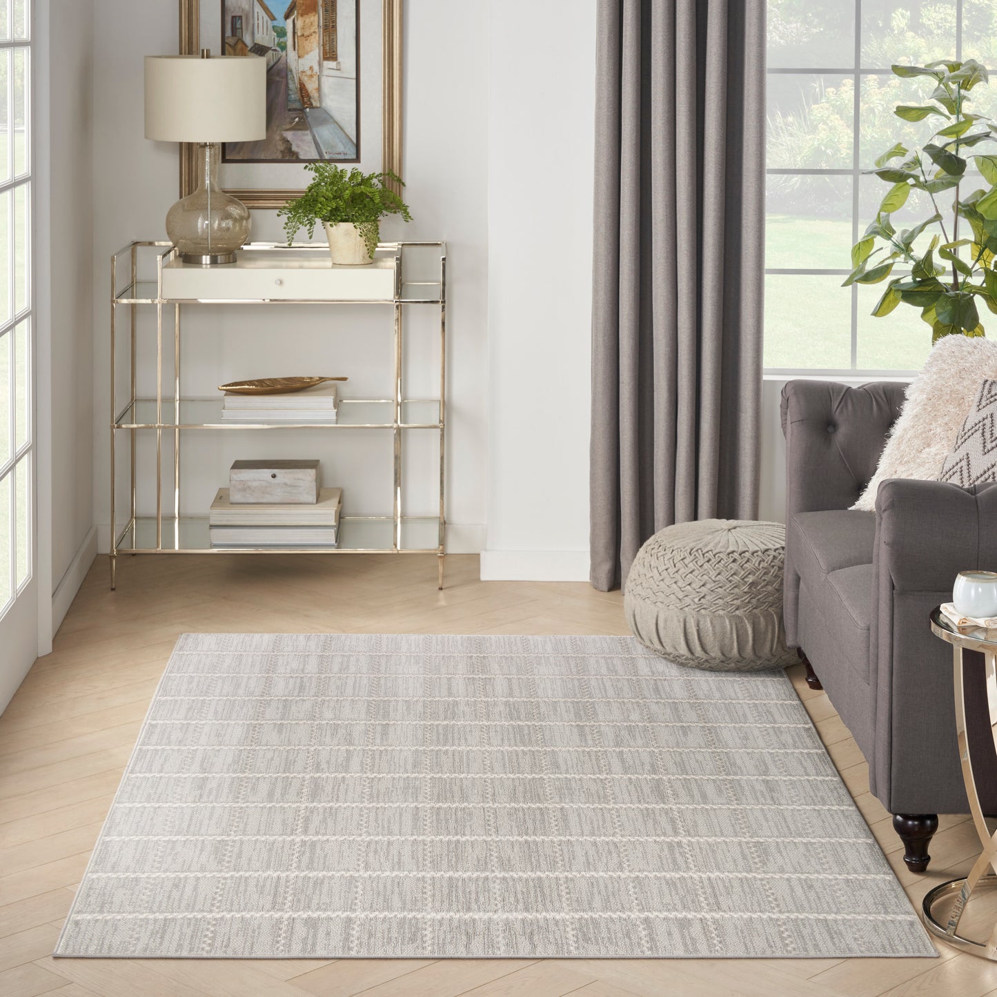 Nourison Serenity Home 3'11" x 5'11" Light Grey Modern Indoor Rug