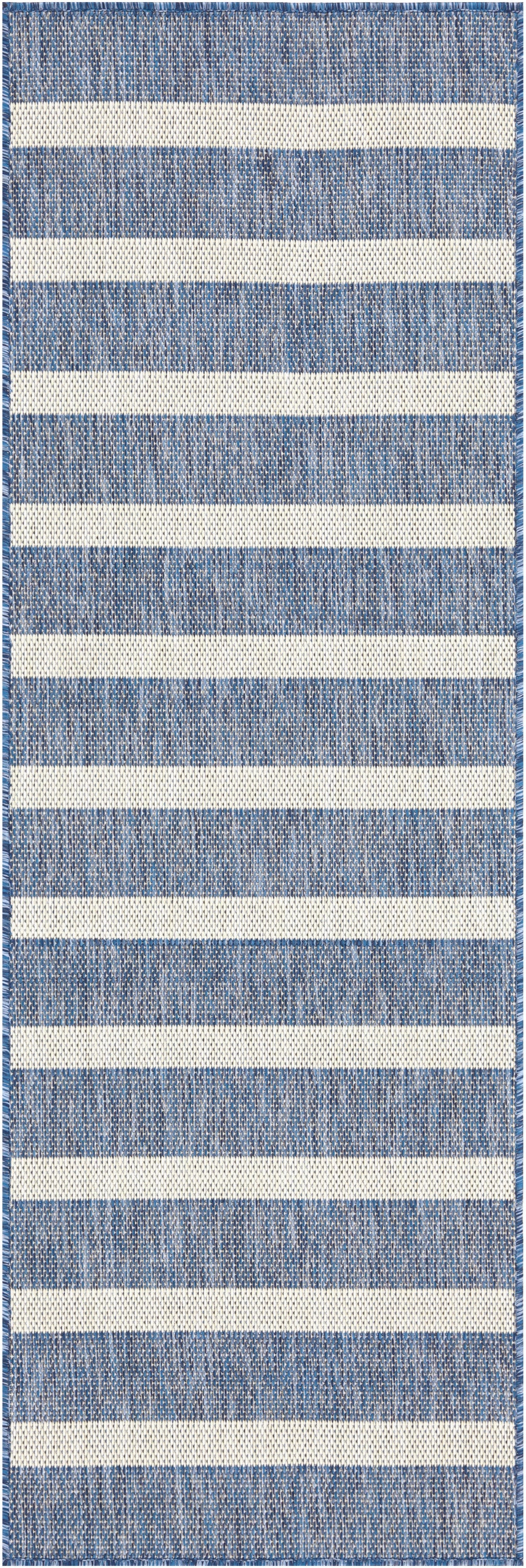 Nourison Positano 2' x 6' Navy Ivory Modern Rug