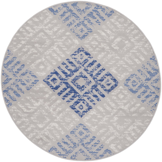 Nourison Whimsicle 5' x Round Grey Blue Bohemian Indoor Rug