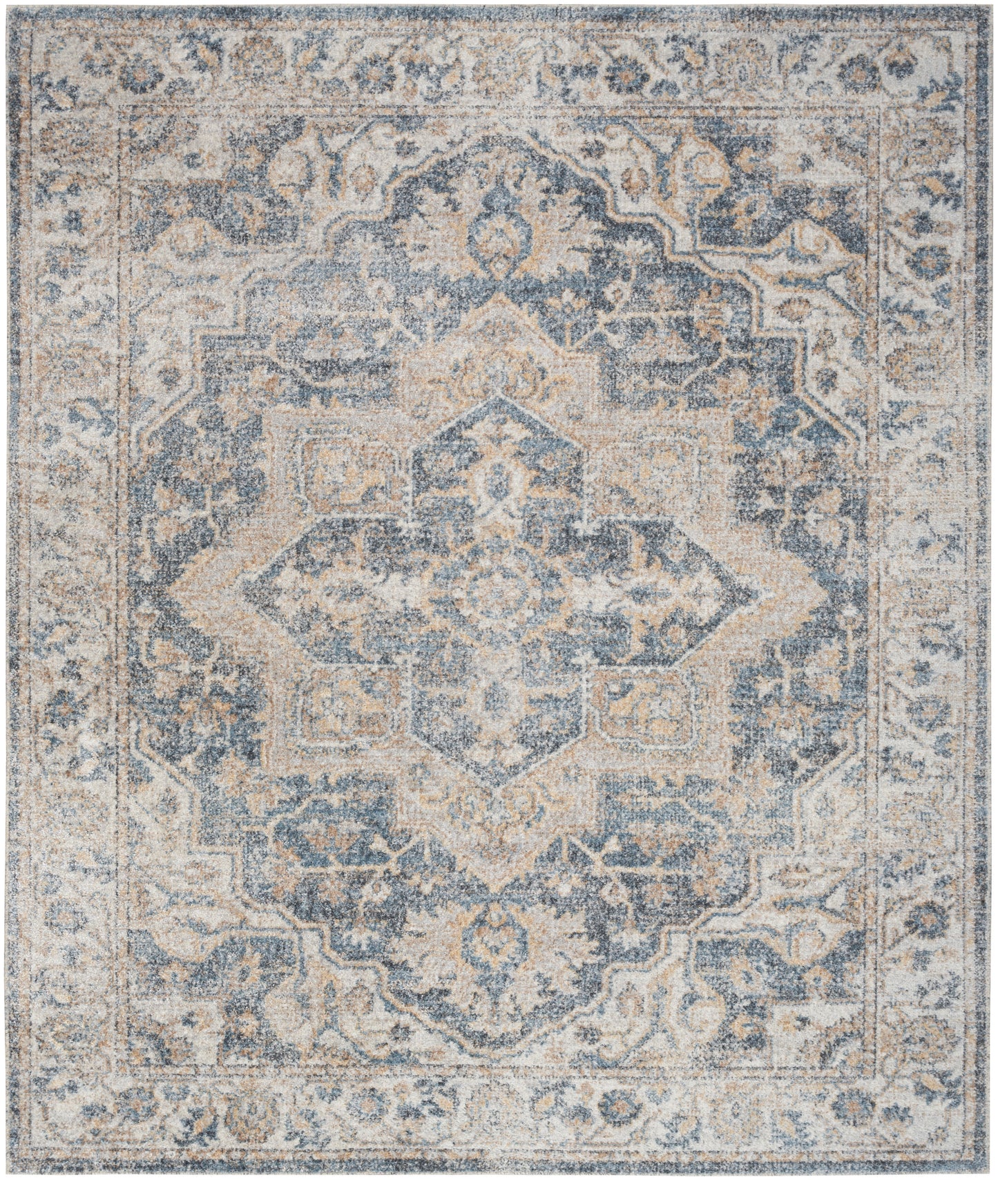 Nourison Astra Machine Washable 7'10" x 10' Grey Blue Vintage Indoor Rug