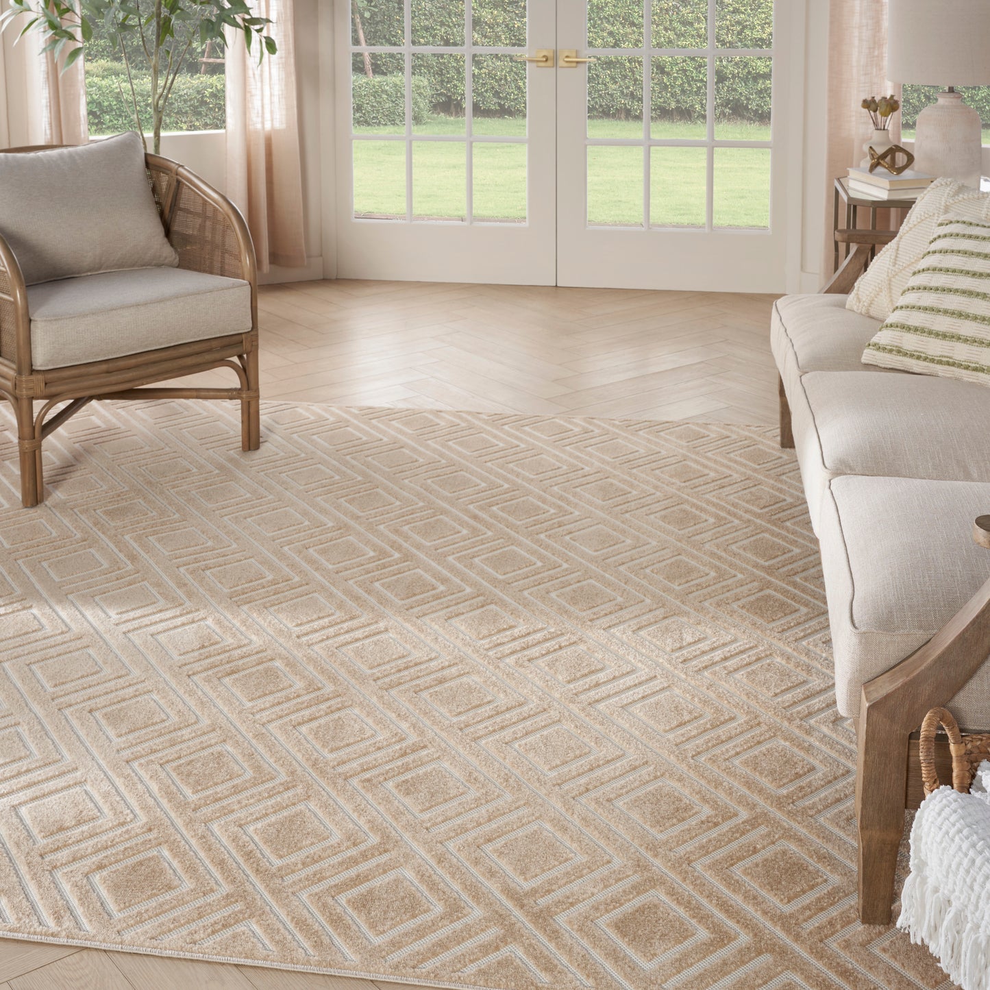 Nourison Care Free 9'2" x 12' Taupe Modern Indoor Rug