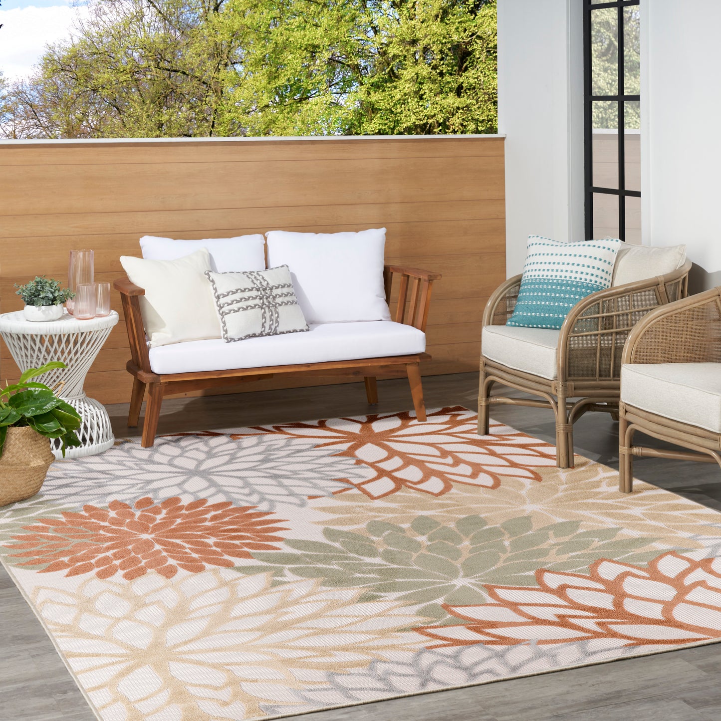 Nourison Aloha 9' x 12' Ivory Multicolor Outdoor Rug