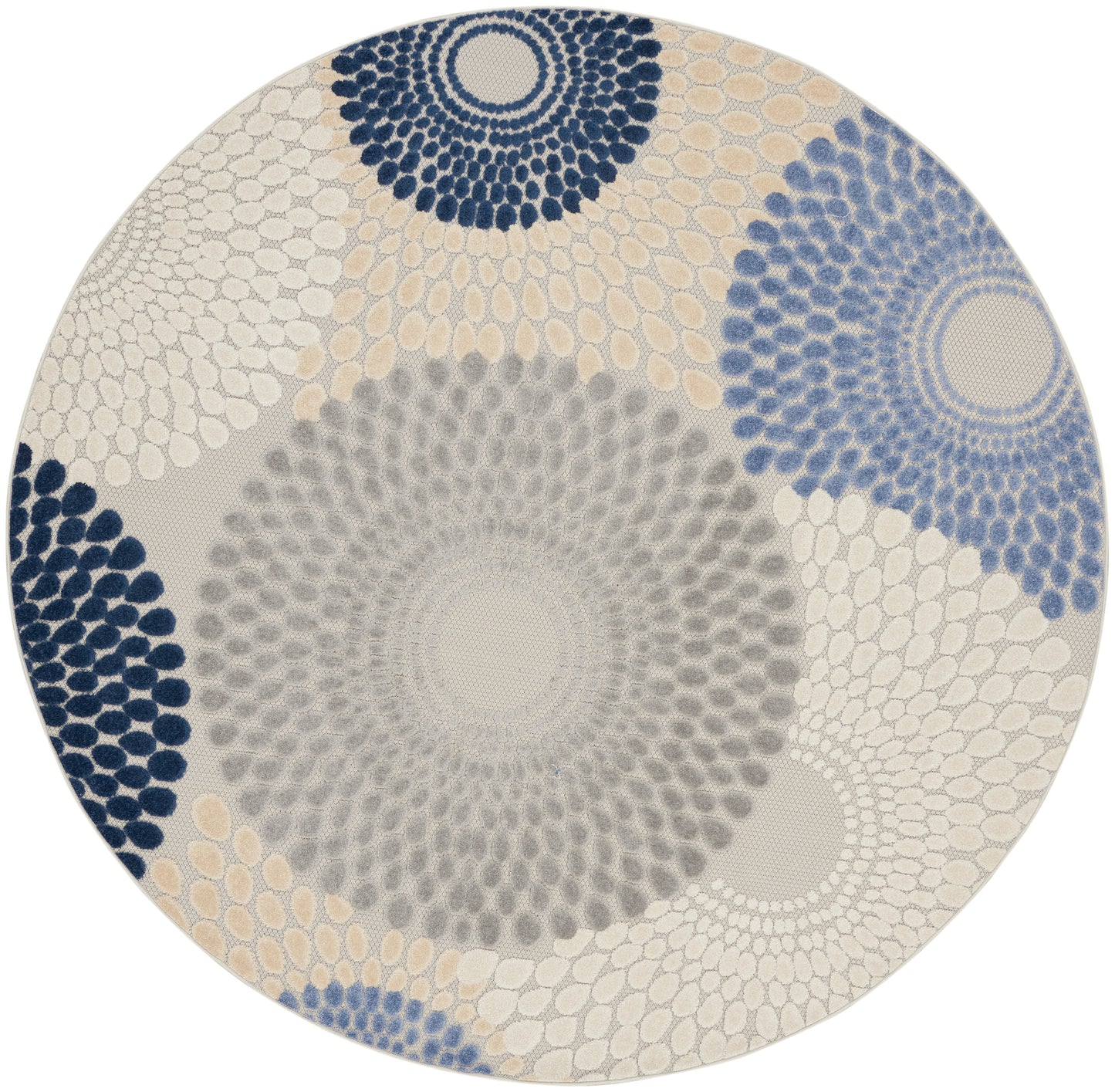 Nourison Aloha 7'10" x Round Blue Grey Modern Rug