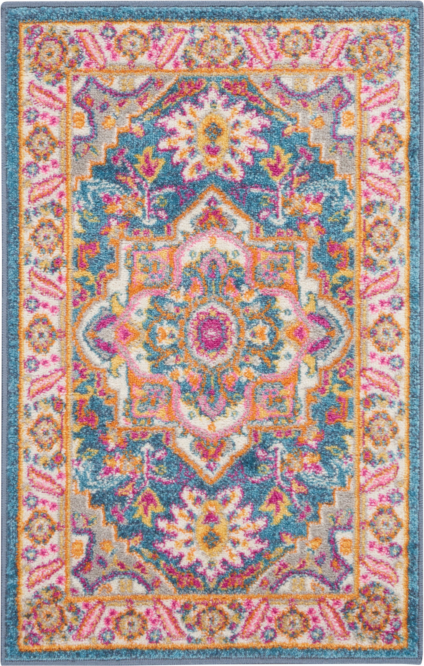 Nourison Passion 1'10" x 2'10" Teal Multicolor Bohemian Indoor Rug