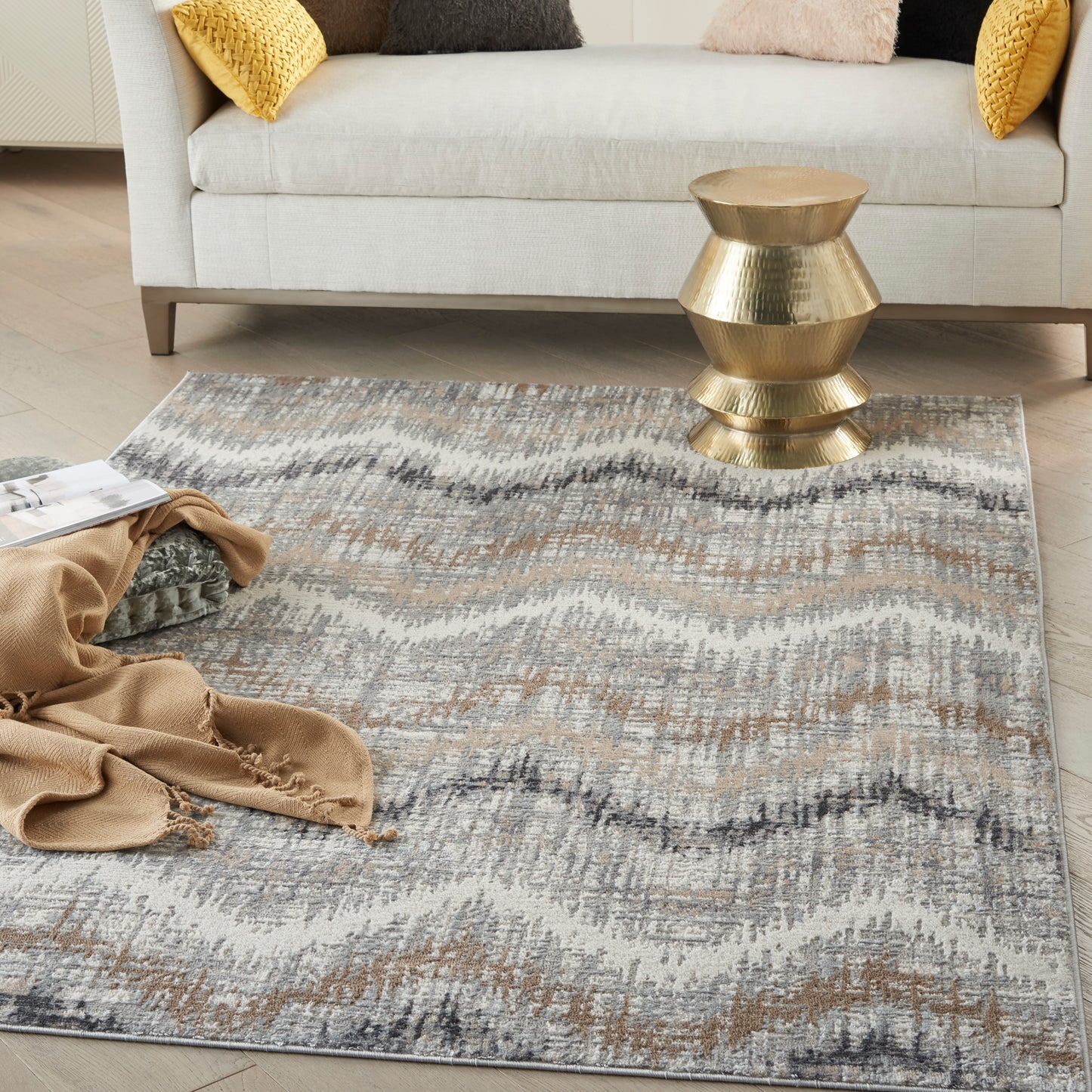 Nourison Elation 5'3" x 7'3" Grey Ivory Modern Indoor Rug