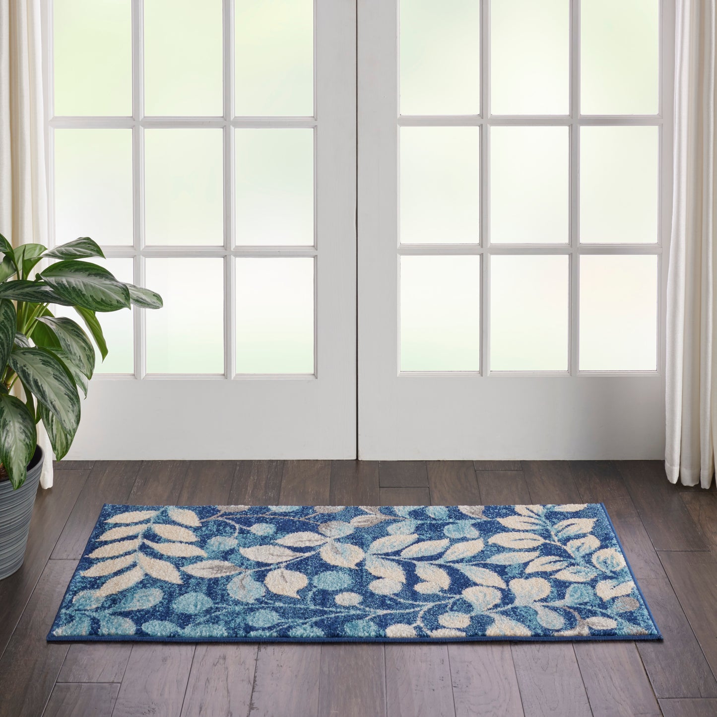 Nourison Tranquil 2' X 4' Navy Farmhouse Indoor Rug