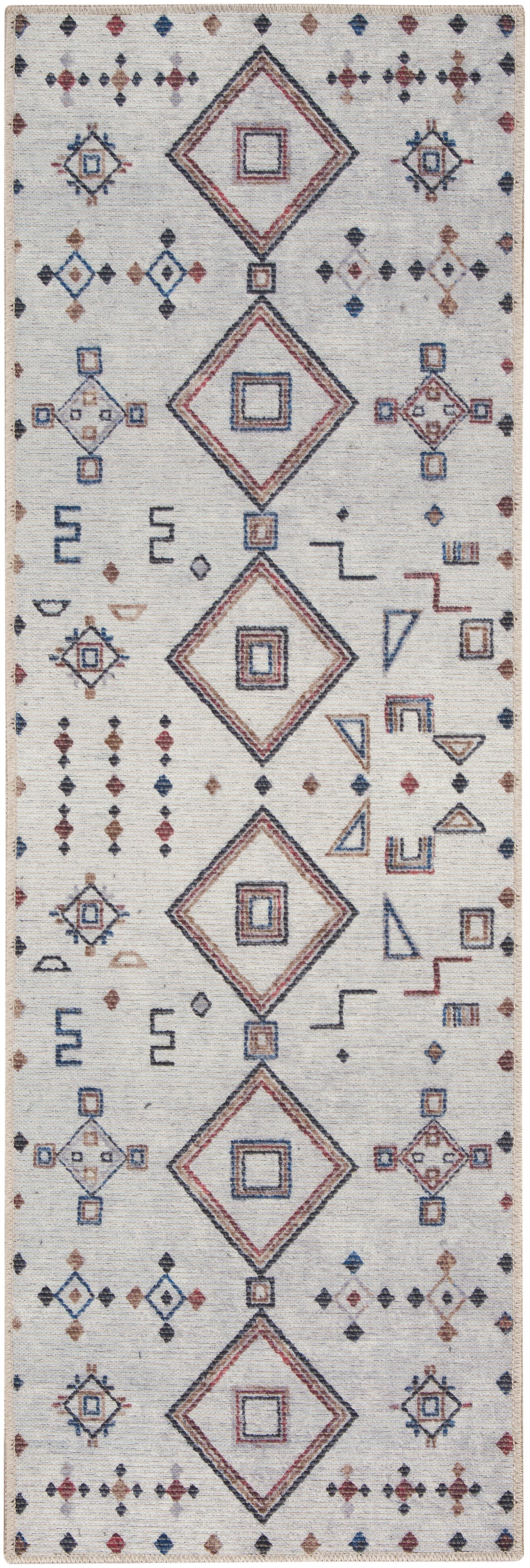 Nicole Curtis Machine Washable Series 1 2' x 6' Ivory/Multi Bohemian Indoor Rug