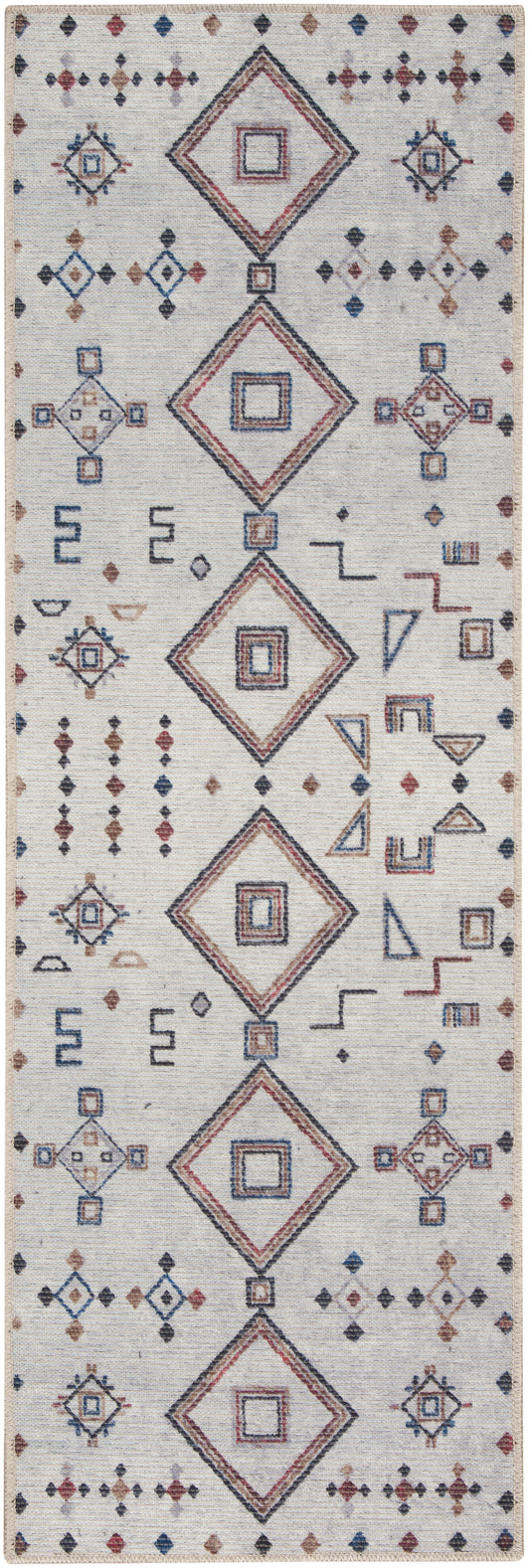 Nicole Curtis Machine Washable Series 1 2' x 6' Ivory/Multi Bohemian Indoor Rug