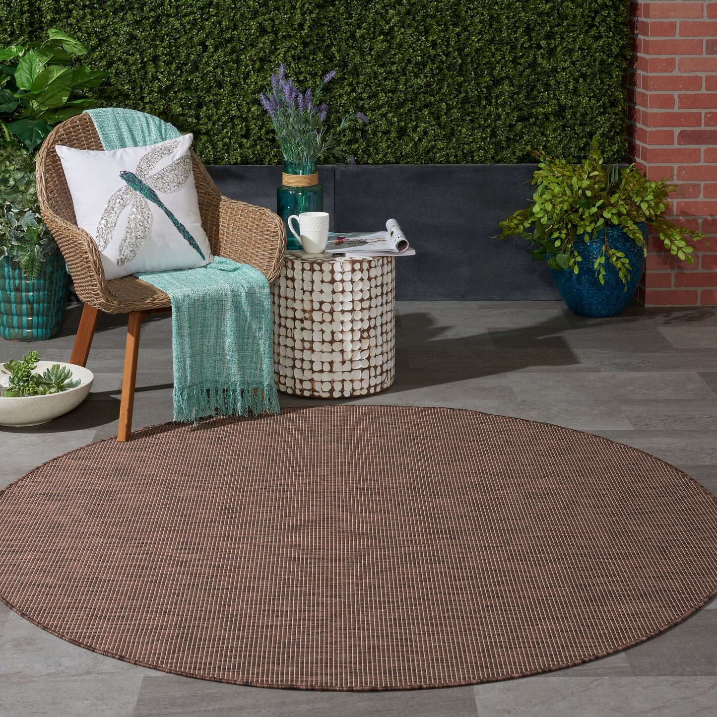 Nourison Positano 6' x Round Natural Modern Rug