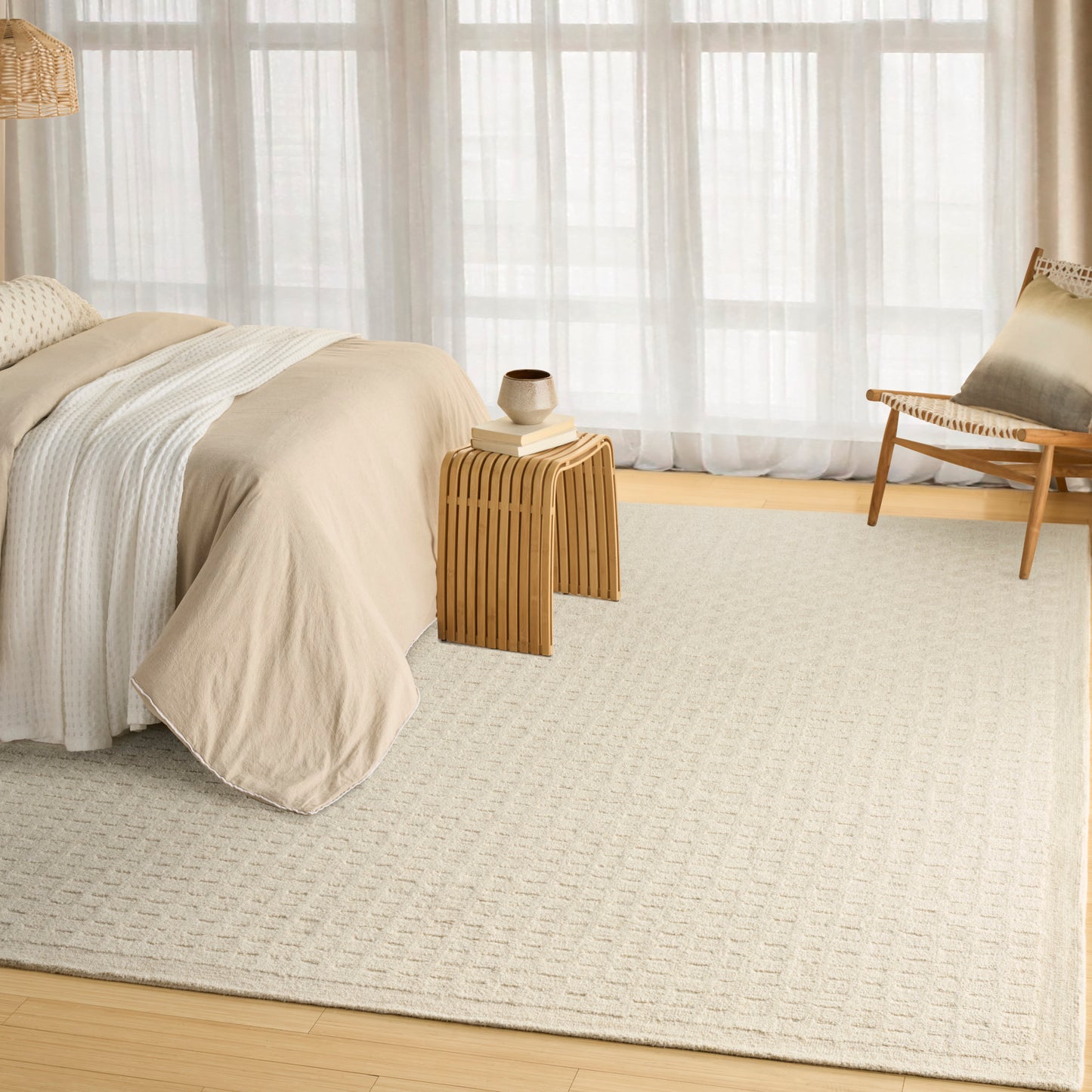 DKNY Pure Grids 8'6" x 11'6" Ivory Beige Contemporary Indoor Rug