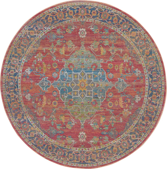 Nourison Ankara Global 6' x Round Multicolor Vintage Indoor Rug