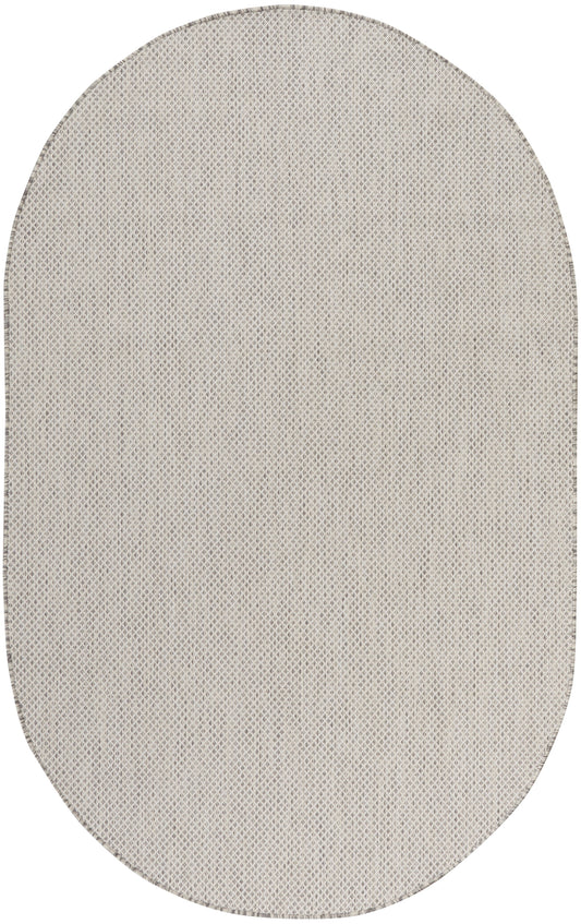 Nourison Courtyard 6' x 9' Oval Ivory Silver Modern Rug