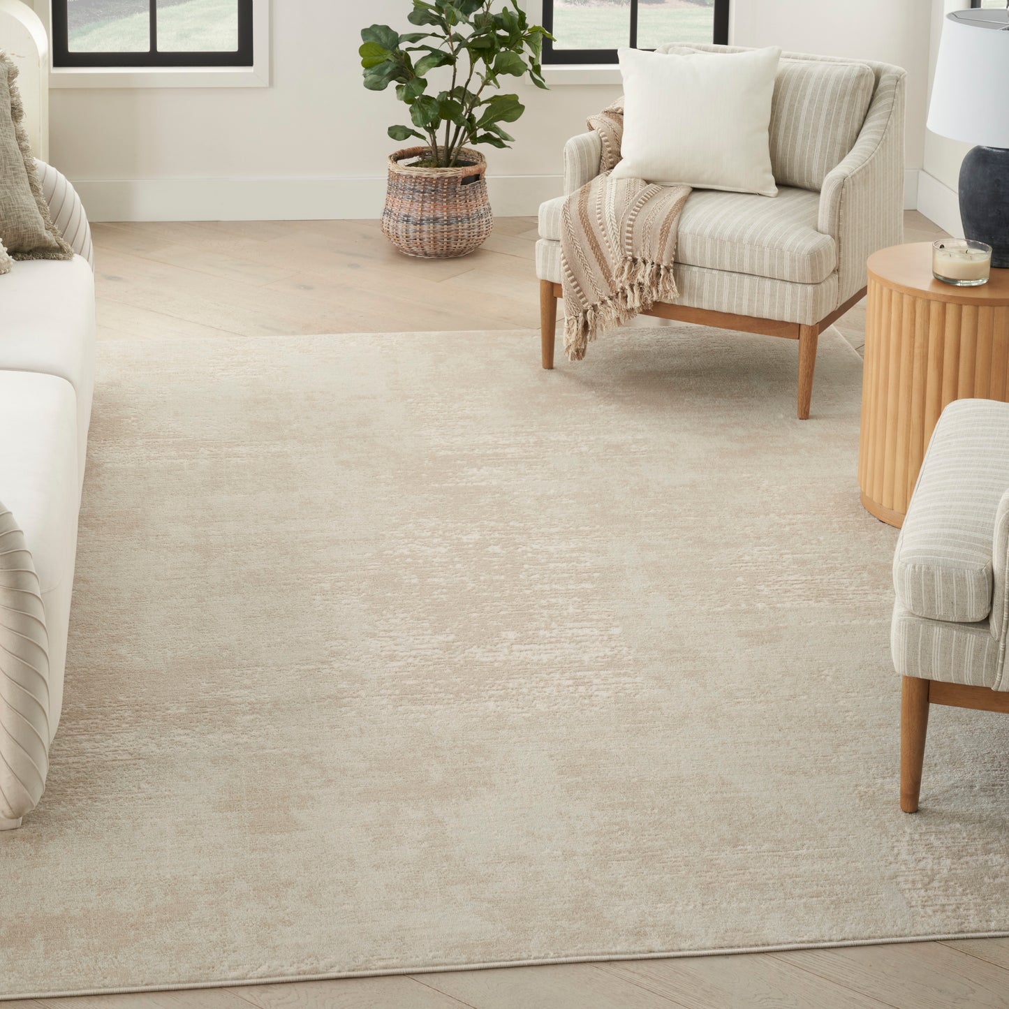 Nourison Serenity Home 9' x 12' Ivory Modern Indoor Rug