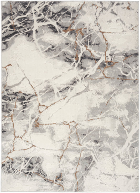 Nourison Elation 5'3" x 7'3" Ivory Grey Modern Indoor Rug