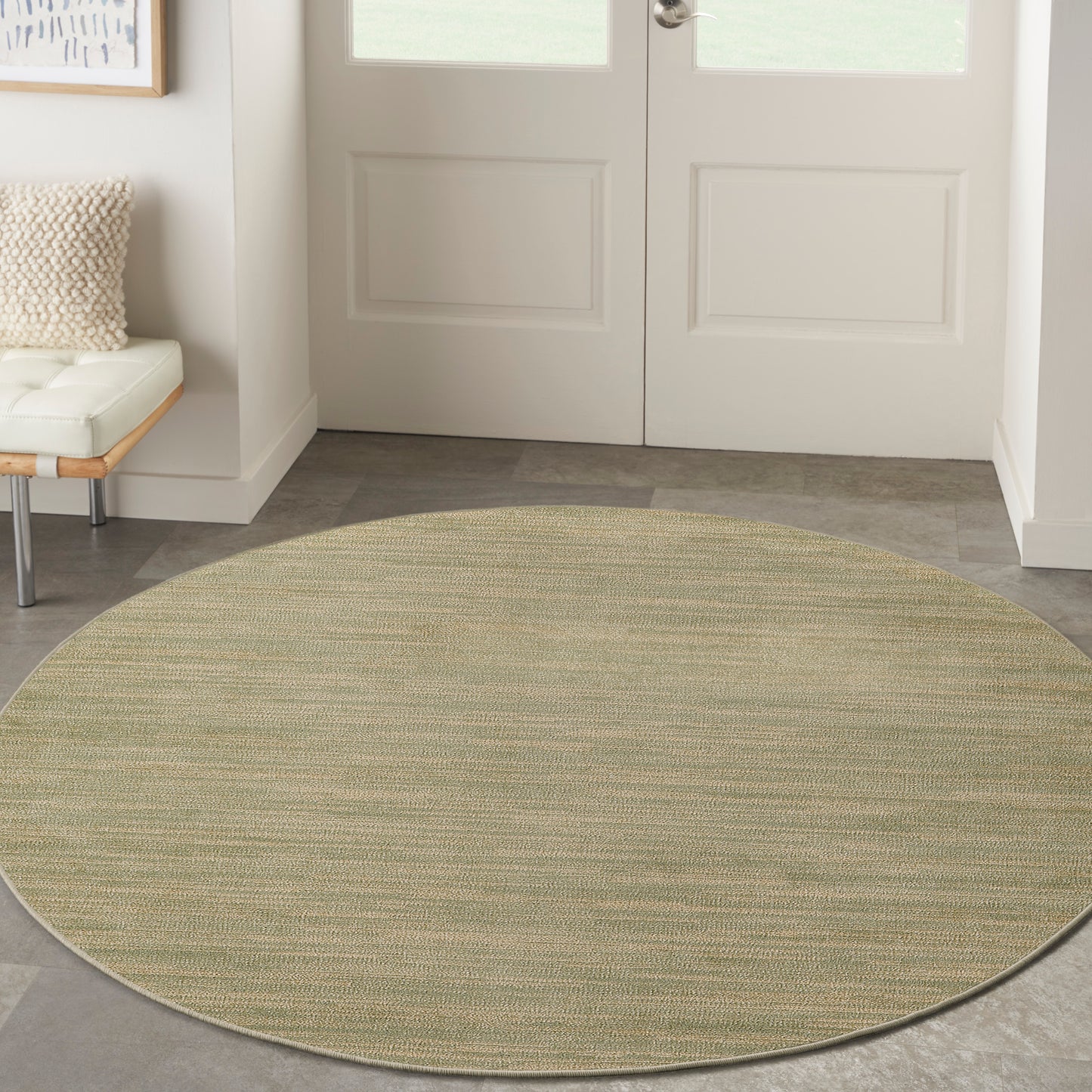 Nourison Nourison Essentials 6' x Round Green Gold Outdoor Rug