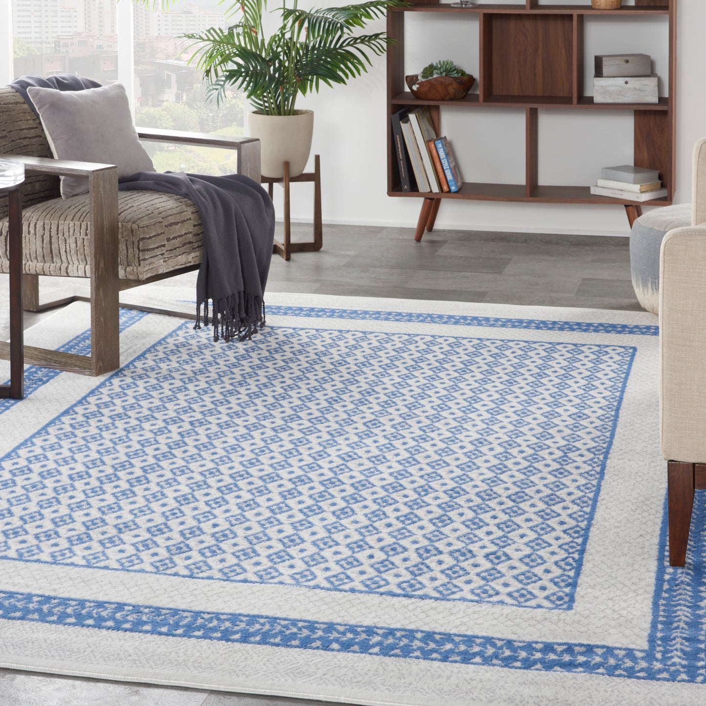 Nourison Whimsicle 8' x 10' Ivory Blue Farmhouse Indoor Rug