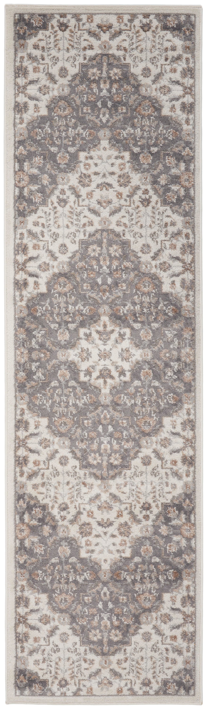 Nourison Elation 2'3" x 7'6" Ivory Grey Transitional Indoor Rug