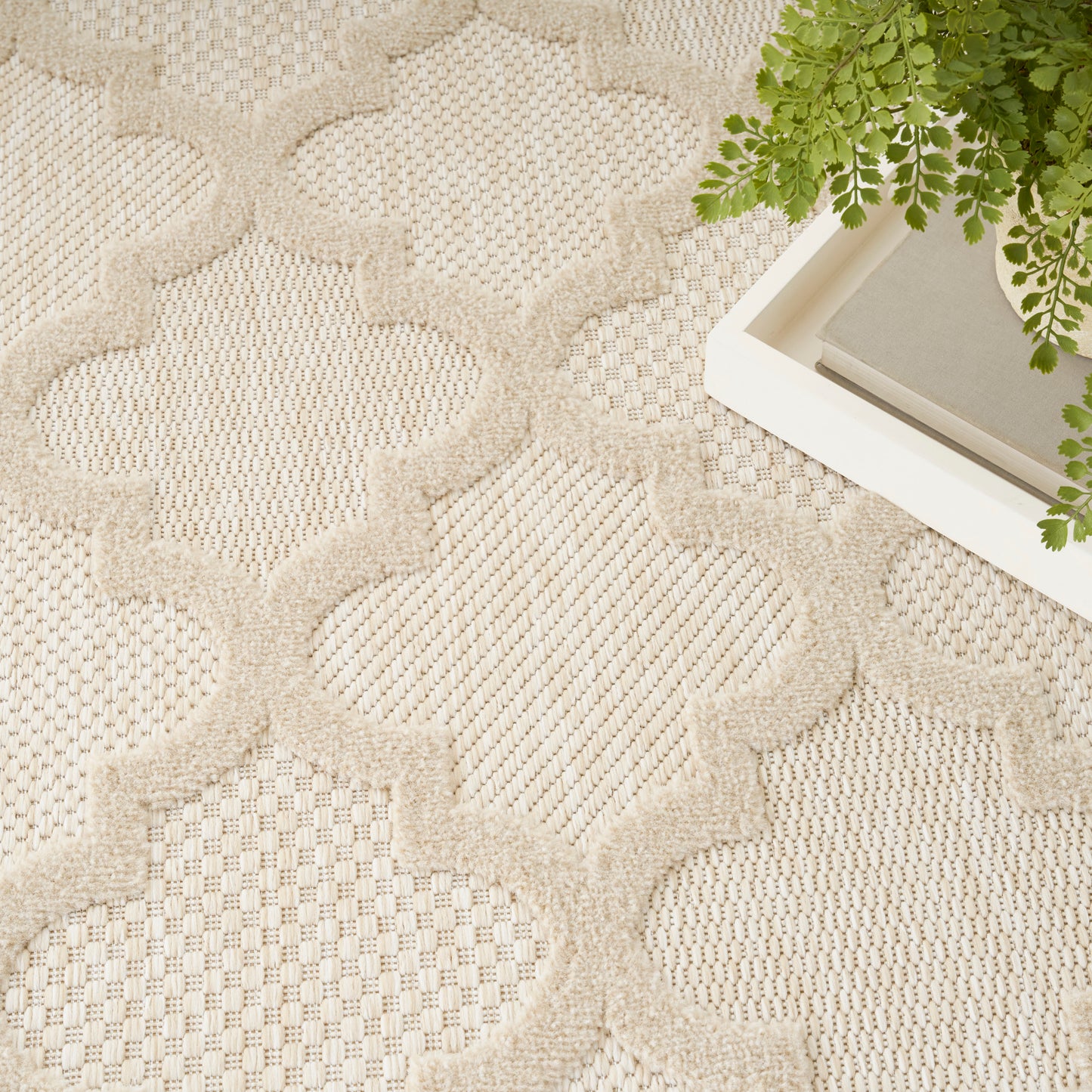 Nourison Easy Care 9' x 12' Cream Modern Rug