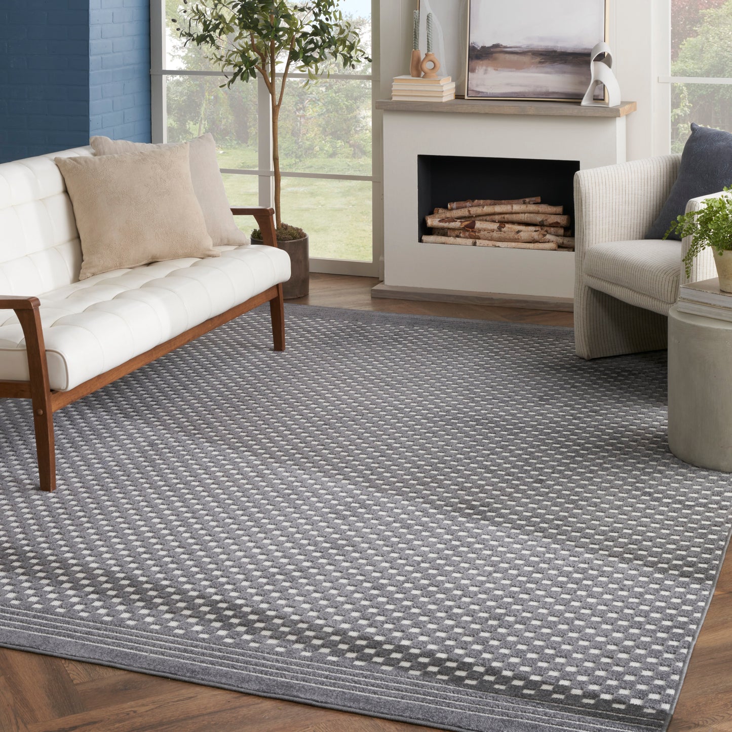 Nourison Care Free 7'10" x 9'10" Grey Modern Indoor Rug