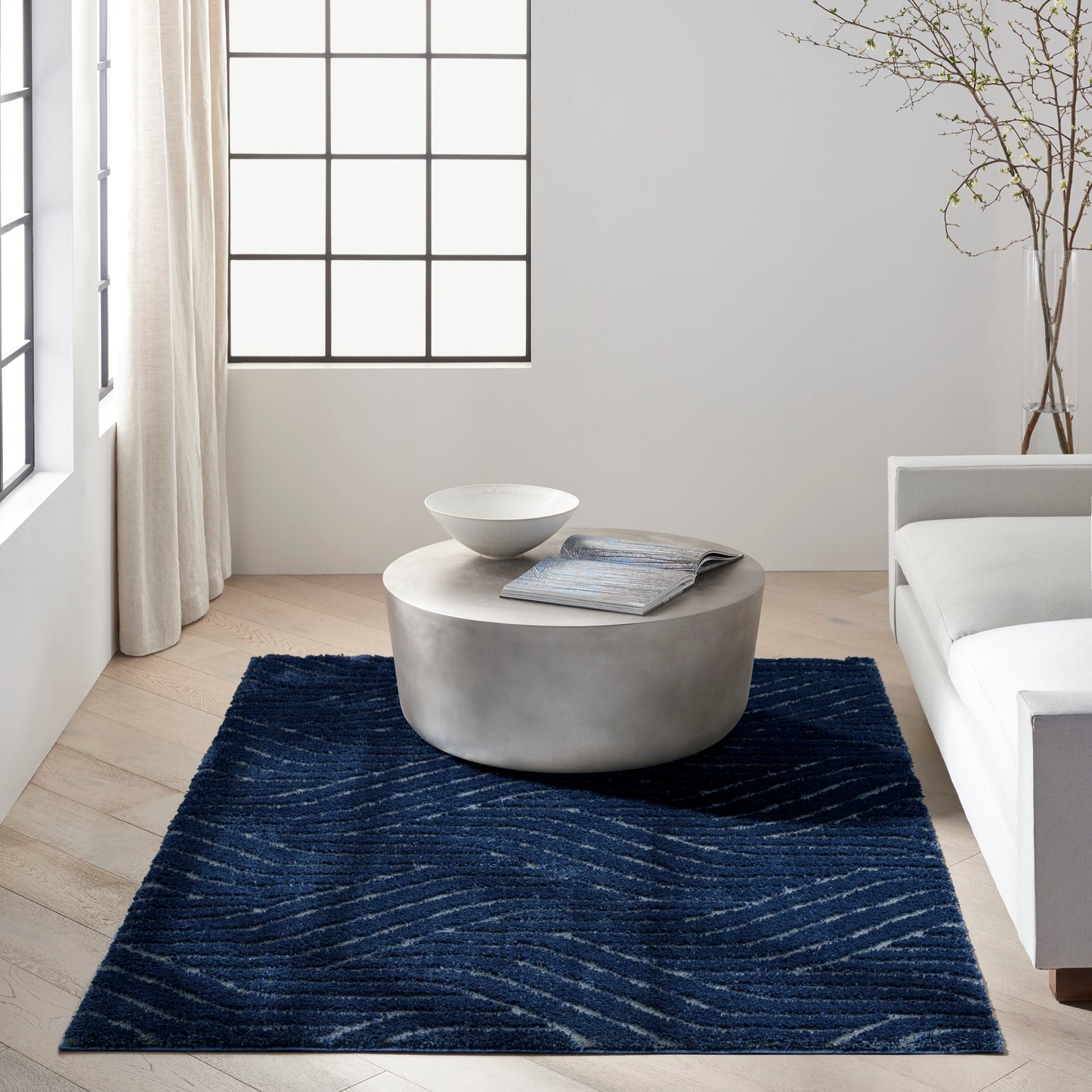 Calvin Klein Surfaces 5'3" x 7'3" Navy Shag Indoor Rug